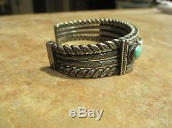 Elaborate OLD Navajo Sterling Silver Hand Made PREMIUM Turquoise ROW Bracelet