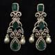Emerald & White CZ Earrings Made 925 Sterling Silver With Pearl Hanging Drops