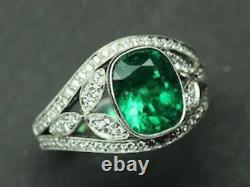 Engagement Womens Sterling Silver Rings Green CZ 925 Round Leaf Design Jewelry