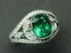 Engagement Womens Sterling Silver Rings Green CZ 925 Round Leaf Design Jewelry