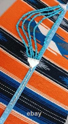 Estate (5) Strand Turquoise Bench Made Sterling Silver 24 Necklace