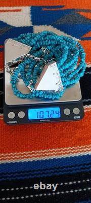 Estate (5) Strand Turquoise Bench Made Sterling Silver 24 Necklace