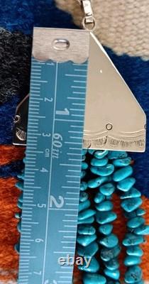 Estate (5) Strand Turquoise Bench Made Sterling Silver 24 Necklace