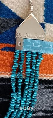 Estate (5) Strand Turquoise Bench Made Sterling Silver 24 Necklace