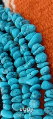 Estate (5) Strand Turquoise Bench Made Sterling Silver 24 Necklace