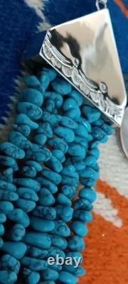 Estate (5) Strand Turquoise Bench Made Sterling Silver 24 Necklace