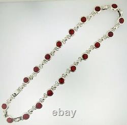 Estate Artistic Red Jasper and Sterling Silver Necklace Hand Made Taxco Mexico