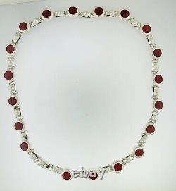 Estate Artistic Red Jasper and Sterling Silver Necklace Hand Made Taxco Mexico