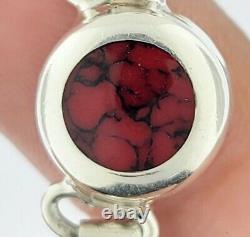 Estate Artistic Red Jasper and Sterling Silver Necklace Hand Made Taxco Mexico