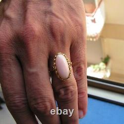 Estate Silver Gold Pink Coral Original Ring Size 7,5 Made in Italy Vintage