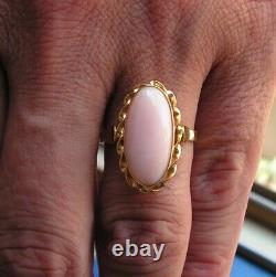 Estate Silver Gold Pink Coral Original Ring Size 7,5 Made in Italy Vintage