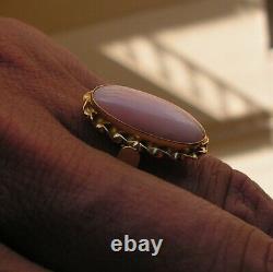 Estate Silver Gold Pink Coral Original Ring Size 7,5 Made in Italy Vintage