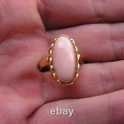 Estate Silver Gold Pink Coral Original Ring Size 7,5 Made in Italy Vintage