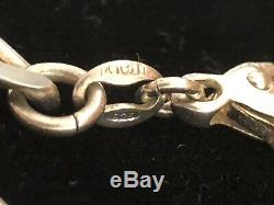 Estate Sterling Silver Bracelet Figaro Chain Solid Made In Italy Men's