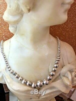 Estate Sterling Silver Graduated Ball Bead Necklace Signed Rse Made In Italy