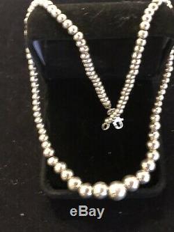 Estate Sterling Silver Graduated Ball Bead Necklace Signed Rse Made In Italy