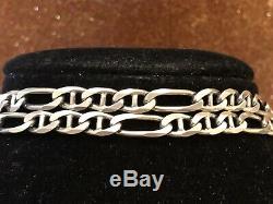 Estate Sterling Silver Necklace Chain Solid Made In Italy Men's Figaro