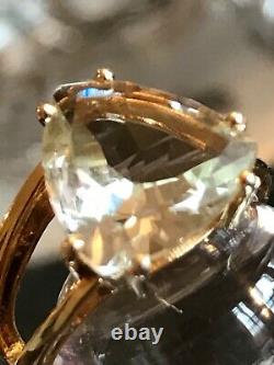 Estate Trillion green Amethyst gold-over 925 sterling silver ring custom-made