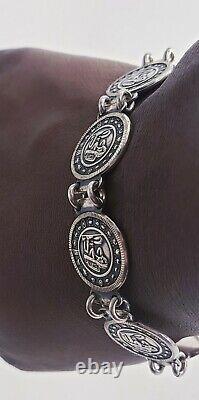 Estate Vintage Mexican Made Sterling Silver Flute Player Panel Bracelet 7.5