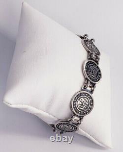 Estate Vintage Mexican Made Sterling Silver Flute Player Panel Bracelet 7.5