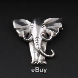 Evald Nielsen Silver Brooch with Elephant. 925. MADE IN DENMARK. VERY RARE