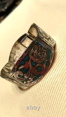 Exquisite Hand Made Sterling Silver Bracelet Inlayed Turquoise