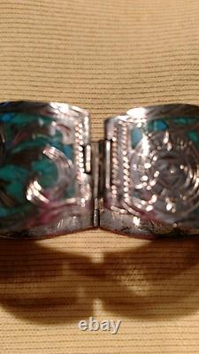 Exquisite Hand Made Sterling Silver Bracelet Inlayed Turquoise