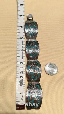 Exquisite Hand Made Sterling Silver Bracelet Inlayed Turquoise