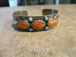 FANTASTIC Vintage Navajo Hand Made Sterling Spiny Oyster Turquoise FISH Bracelet