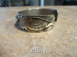 FANTASTIC Vintage Navajo Hand Made Sterling Spiny Oyster Turquoise FISH Bracelet