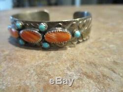 FANTASTIC Vintage Navajo Hand Made Sterling Spiny Oyster Turquoise FISH Bracelet