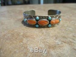 FANTASTIC Vintage Navajo Hand Made Sterling Spiny Oyster Turquoise FISH Bracelet