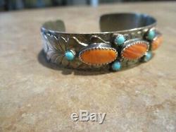 FANTASTIC Vintage Navajo Hand Made Sterling Spiny Oyster Turquoise FISH Bracelet