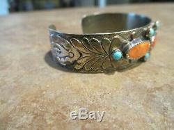 FANTASTIC Vintage Navajo Hand Made Sterling Spiny Oyster Turquoise FISH Bracelet