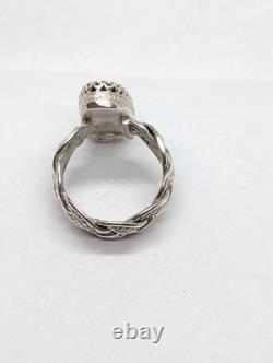 Fancy Woven Aurora Synthetic Opal Hand Made Sterling Silver Ring Sz7.25. A44d
