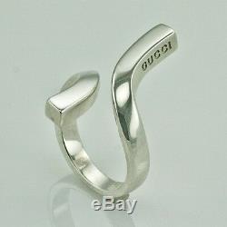 Fashion Designer Gucci 925 Sterling Silver Twist Ring Size Us7.5 Made In Italy
