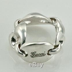Fashion Designer Gucci Sterling Silver Lady's Journey Ring Us6 Made In Italy