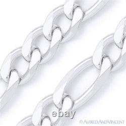 Figaro Link 6mm Men's Italian Chain Necklace in Solid Italy. 925 Sterling Silver