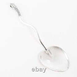 Figural Kutch, Indian Made Sterling Silver Serving Spoon Snake Heart Bowl