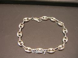 Fine Hand Made Sterling Silver Gucci Link Bracelet Fits Up To 8 New Wow