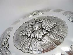 Fine Napoli 925 Sterling Silver Hand Made Leaf Chased Oval Jewelry Esrog Box