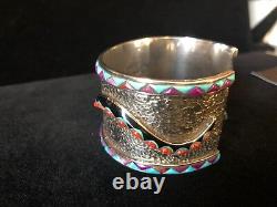 Fine Quality Unique Design, Hand made Sterling Silver Inlaid Cuff/Bracelet