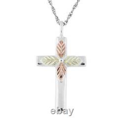 Four Leaf Cross Sterling Silver Black Hills Gold / Custom Made in USA Gift Box