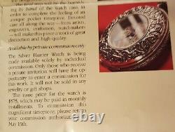 Franklin Mint Sterling Silver Hunter Pocket Watch Mechanical 17-Jewel Swiss Made