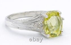 GENUINE 2.48 Cts PERIDOT & DIAMOND RING SOLID. 925 Sterling Silver Made in USA