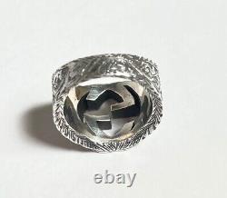 GENUINE Gucci 925 Sterling Silver Interlocking G Ring Made in Italy Size 5.75