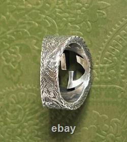 GENUINE Gucci 925 Sterling Silver Interlocking G Ring Made in Italy Size 5.75