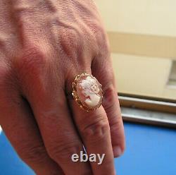 GENUINE SHELL RING CAMEO Made in Italy SIze USA 7,5 PROFILE