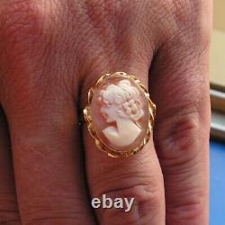 GENUINE SHELL RING CAMEO Made in Italy SIze USA 7,5 PROFILE