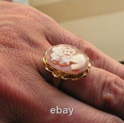 GENUINE SHELL RING CAMEO Made in Italy SIze USA 7,5 PROFILE